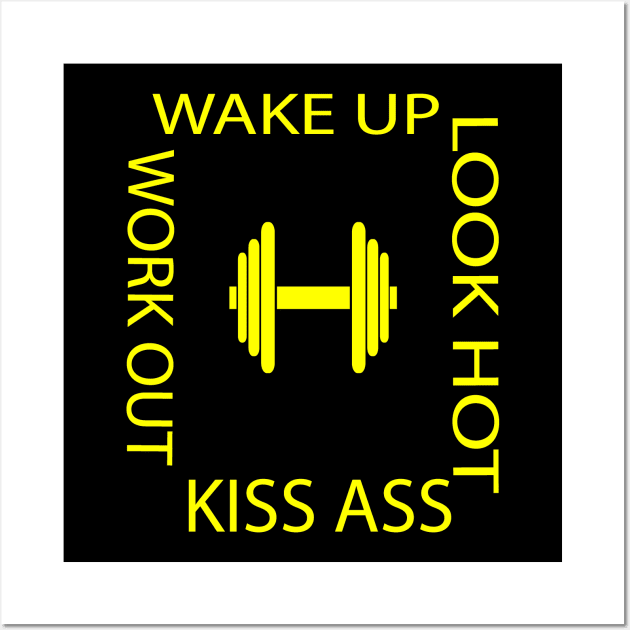 wake up work out Wall Art by FUNEMPIRE